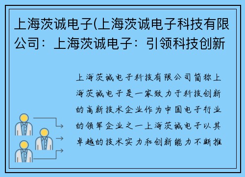 上海茨诚电子(上海茨诚电子科技有限公司：上海茨诚电子：引领科技创新，成就未来)